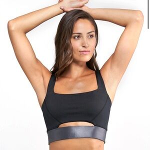 Acabada Active Lafayette Cut Out Sports Bra Gunmetal Racerback Black